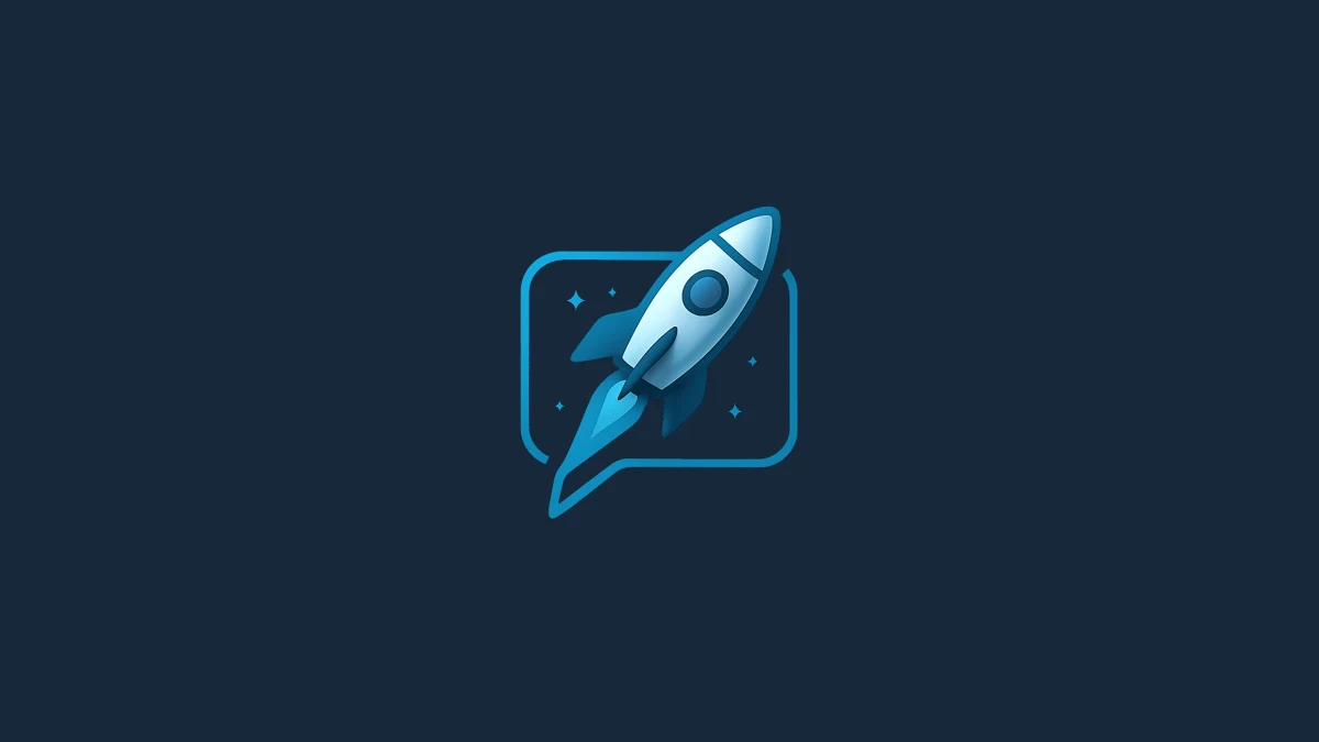 The LunarWind logo, a rocket inside a speech bubble